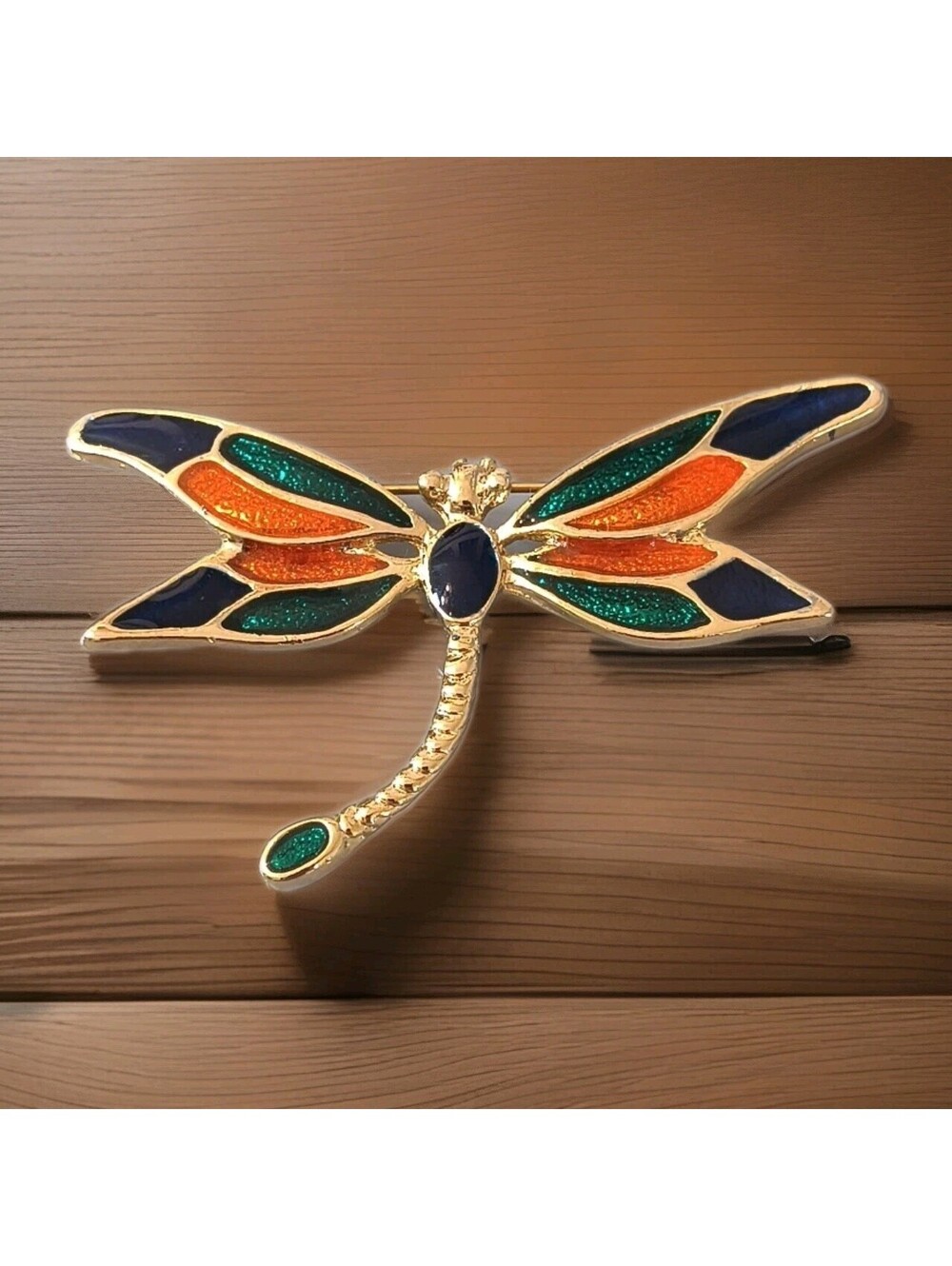 Vintage Brooch Excellent Dragonfly 🐉 Condition Golden Enameled O34